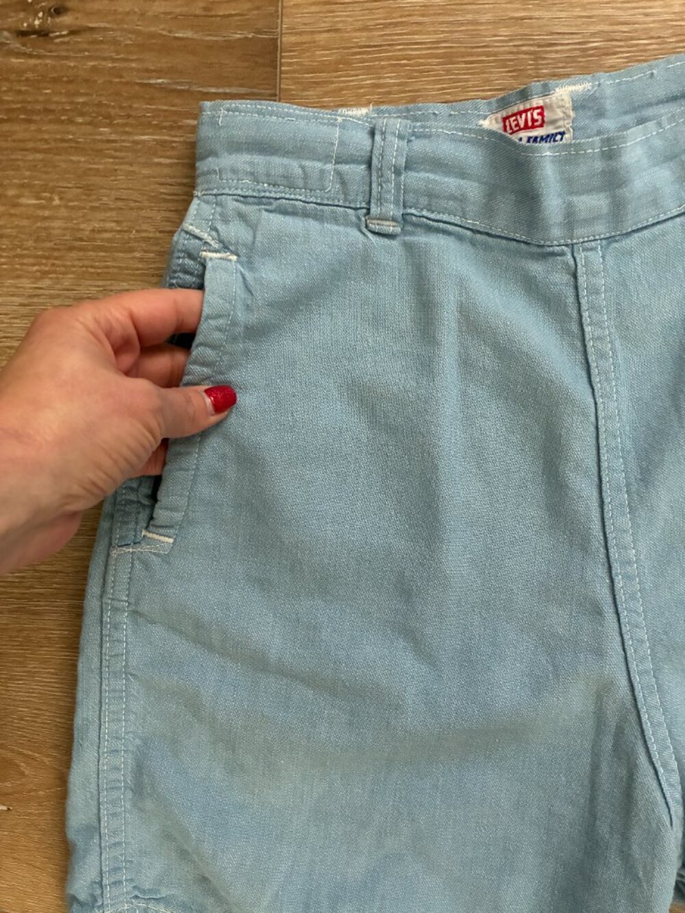 1950s Levi's Denim Shorts | High Waist, Pearl Snap, 25" Waist - Picture 13 of 16